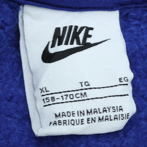 Nike Boys Blue XL Crew Neck Pullover Sweatshirt with Logo Print