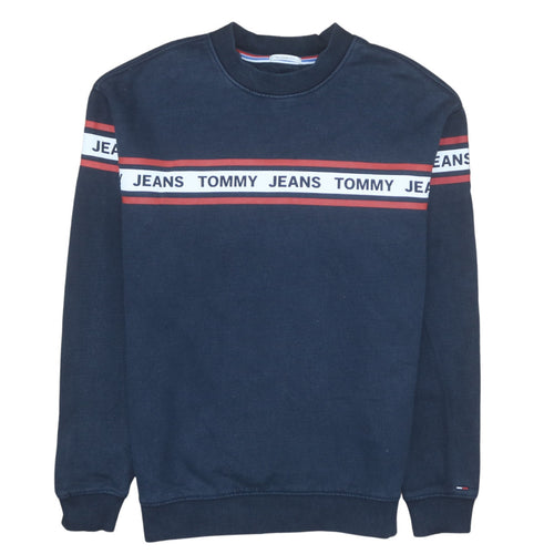 Tommy Jeans Men's Blue XS Relaxed Fit Logo Sweatshirt Pullover