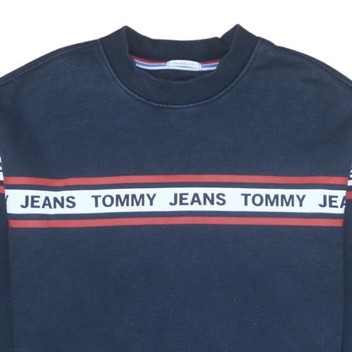 Tommy Jeans Men's Blue XS Relaxed Fit Logo Sweatshirt Pullover
