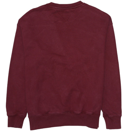 Tommy Jeans Men's Burgundy Embroidered Crew Neck Sweatshirt M