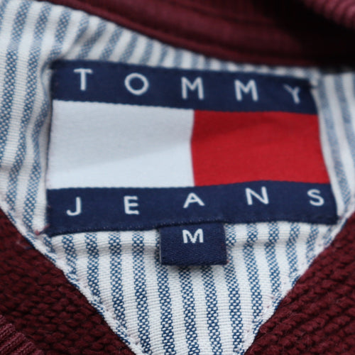 Tommy Jeans Men's Burgundy Embroidered Crew Neck Sweatshirt M