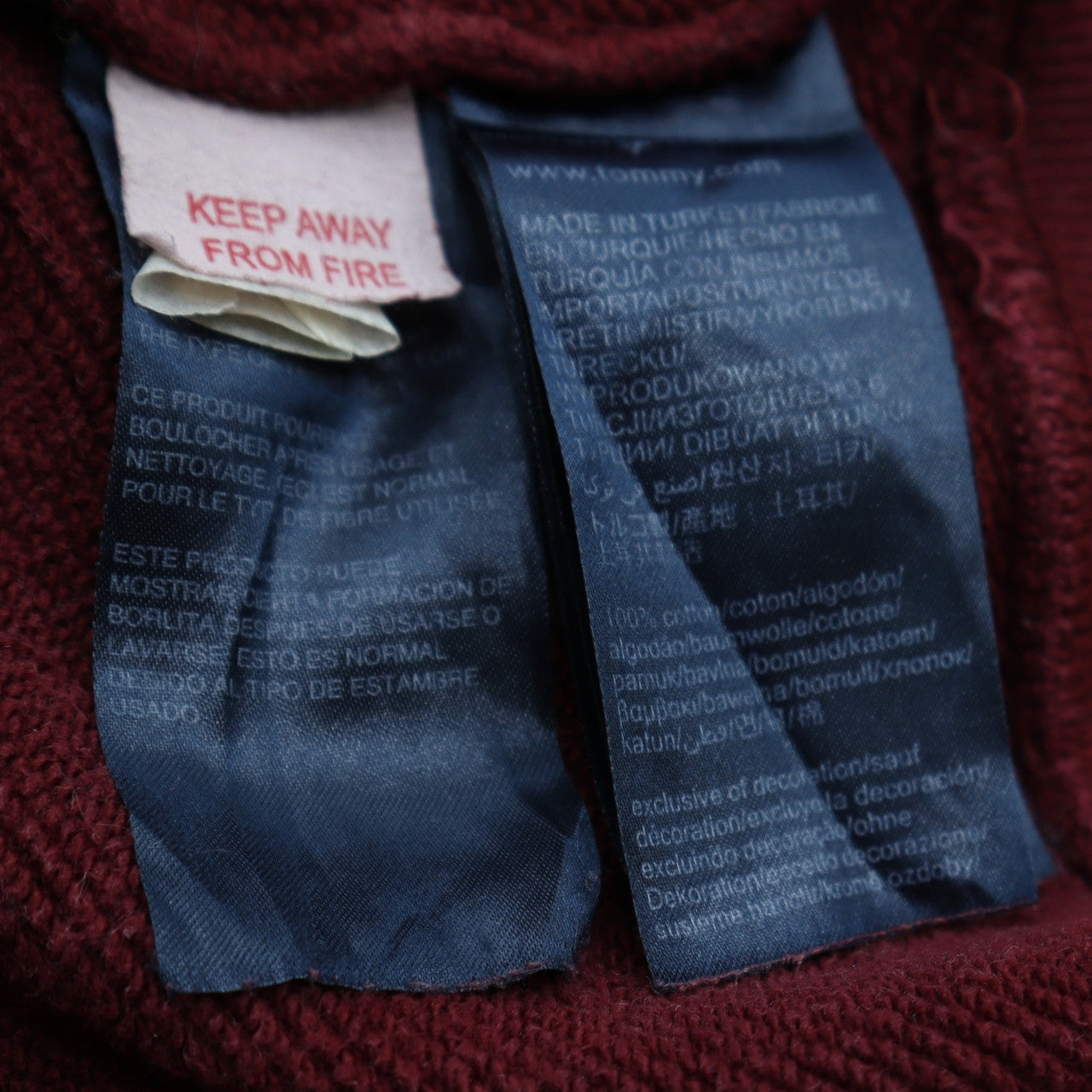Tommy Jeans Men's Burgundy Embroidered Crew Neck Sweatshirt M