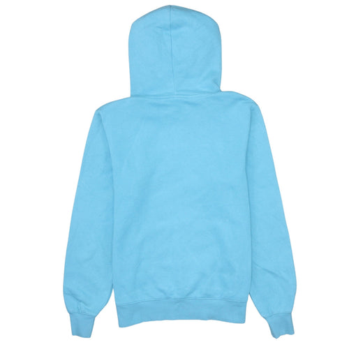 Champion Women Blue Pullover Hoodie L Logo Print Cotton Blend