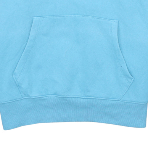 Champion Women Blue Pullover Hoodie L Logo Print Cotton Blend