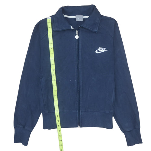 Nike Women's Blue Track Jacket M Full Zip Cotton Blend