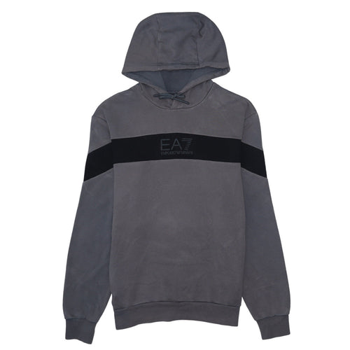 Emporio Armani EA7 Men's Grey Pullover Hoodie Size S Designer Logo