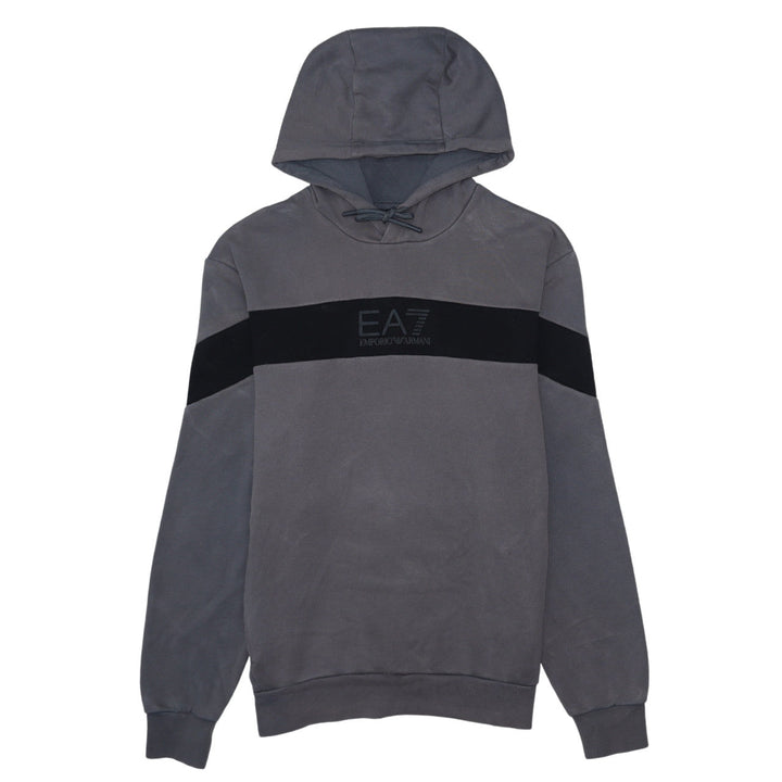 Emporio Armani EA7 Men's Grey Pullover Hoodie Size S Designer Logo