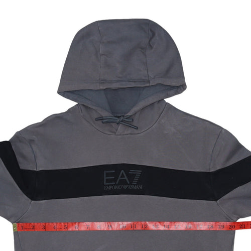 Emporio Armani EA7 Men's Grey Pullover Hoodie Size S Designer Logo