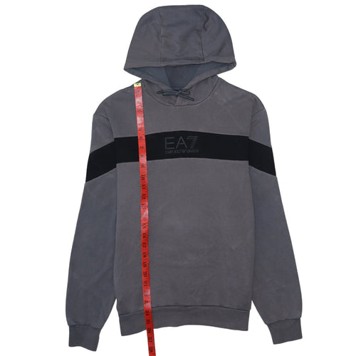 Emporio Armani EA7 Men's Grey Pullover Hoodie Size S Designer Logo