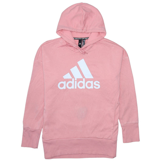 Adidas Womens Pink Pullover Hoodie M 12-14 Logo Cotton Blend