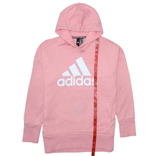 Adidas Womens Pink Pullover Hoodie M 12-14 Logo Cotton Blend