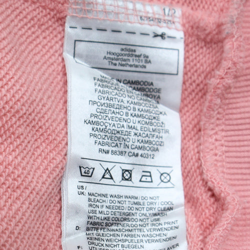 Adidas Womens Pink Pullover Hoodie M 12-14 Logo Cotton Blend