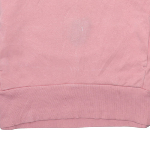 Adidas Womens Pink Pullover Hoodie M 12-14 Logo Cotton Blend