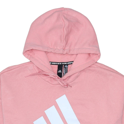 Adidas Womens Pink Pullover Hoodie M 12-14 Logo Cotton Blend