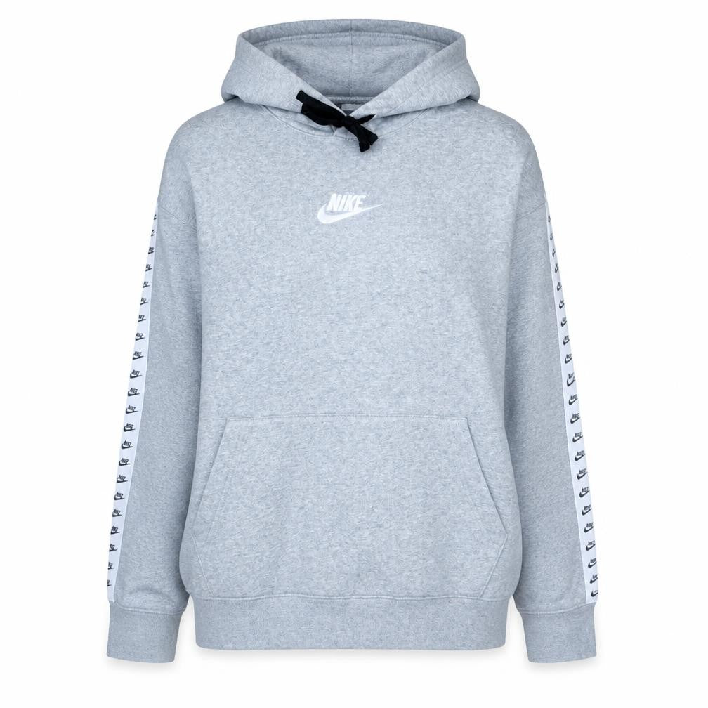 Front view of Nike women’s grey pullover hoodie large cotton blend sportswear