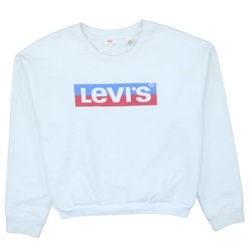 Levi's Women's White Logo Crew Neck Pullover Sweatshirt Size S