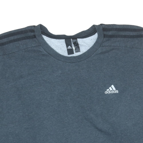 adidas Men's Grey Pullover Sweatshirt Size L Crew Neck Fleece