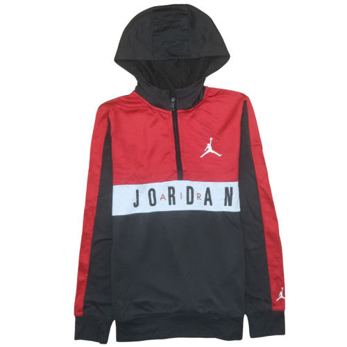 Jordan Boys Black Red Half Zip Hoodie XL 13-15 Years Fleece Sweatshirt