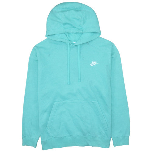 Nike Womens Turquoise Pullover Hoodie L Hooded Cotton Blend Sweatshirt