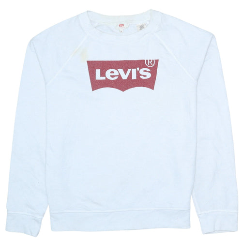 Levi's Women's White Logo Crew Neck Pullover Sweatshirt M