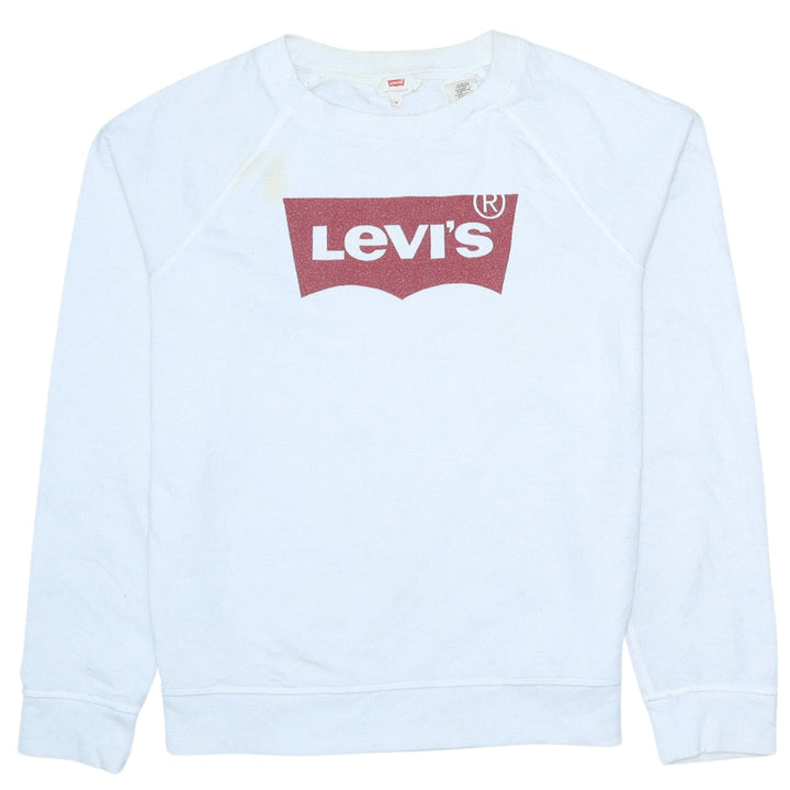 Levi's Women's White Logo Crew Neck Pullover Sweatshirt M