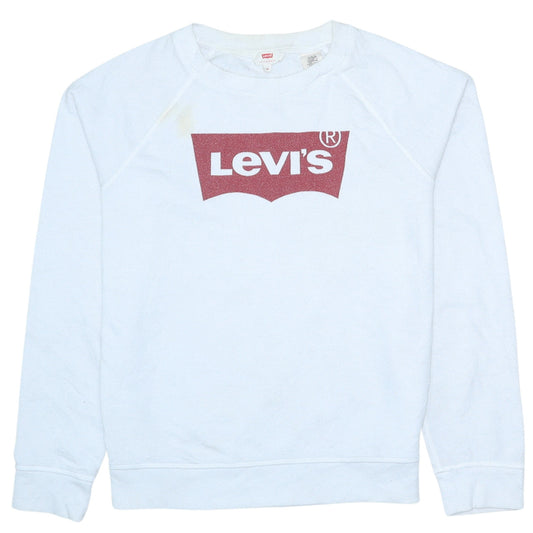 Levi's Women's White Logo Crew Neck Pullover Sweatshirt M