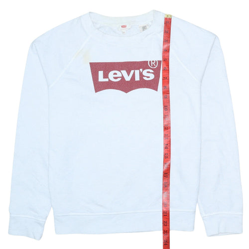 Levi's Women's White Logo Crew Neck Pullover Sweatshirt M
