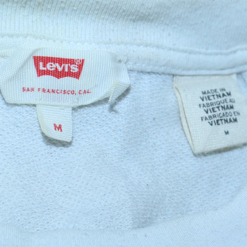 Levi's Women's White Logo Crew Neck Pullover Sweatshirt M