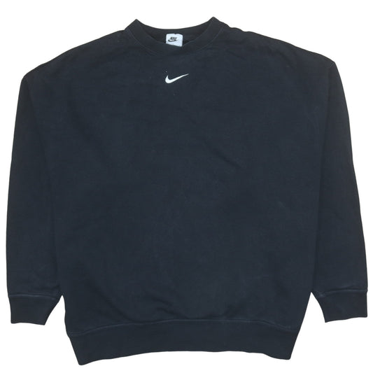 Nike Women's Black Small Pullover Sweatshirt Cotton Blend Logo Crew Neck
