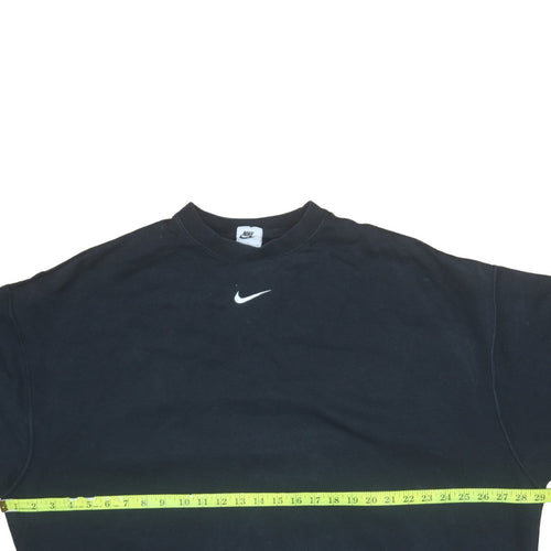 Nike Women's Black Small Pullover Sweatshirt Cotton Blend Logo Crew Neck