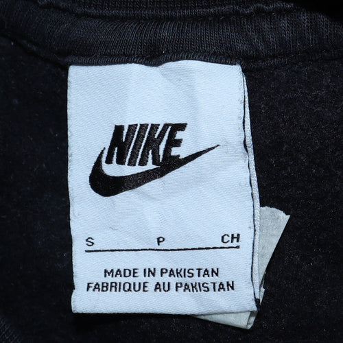 Nike Women's Black Small Pullover Sweatshirt Cotton Blend Logo Crew Neck