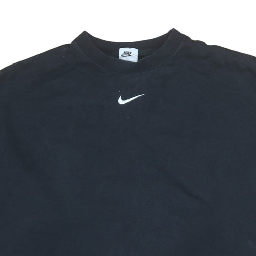 Nike Women's Black Small Pullover Sweatshirt Cotton Blend Logo Crew Neck