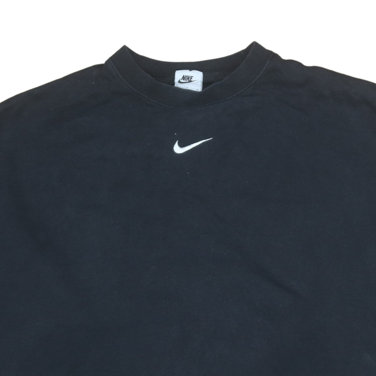 Nike Women's Black Small Pullover Sweatshirt Cotton Blend Logo Crew Neck