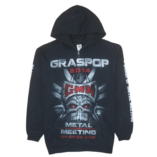 Fruit of the Loom Men's Black Graspop Metal Meeting 2014 Half Zip Hoodie L