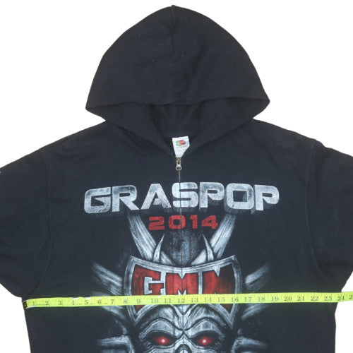Fruit of the Loom Men's Black Graspop Metal Meeting 2014 Half Zip Hoodie L
