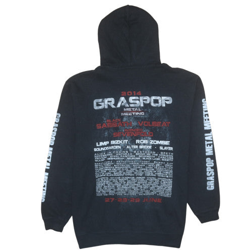 Fruit of the Loom Men's Black Graspop Metal Meeting 2014 Half Zip Hoodie L
