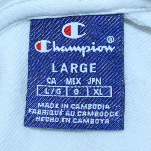 Champion Men's White Pullover Hoodie Size L Cotton Sportswear