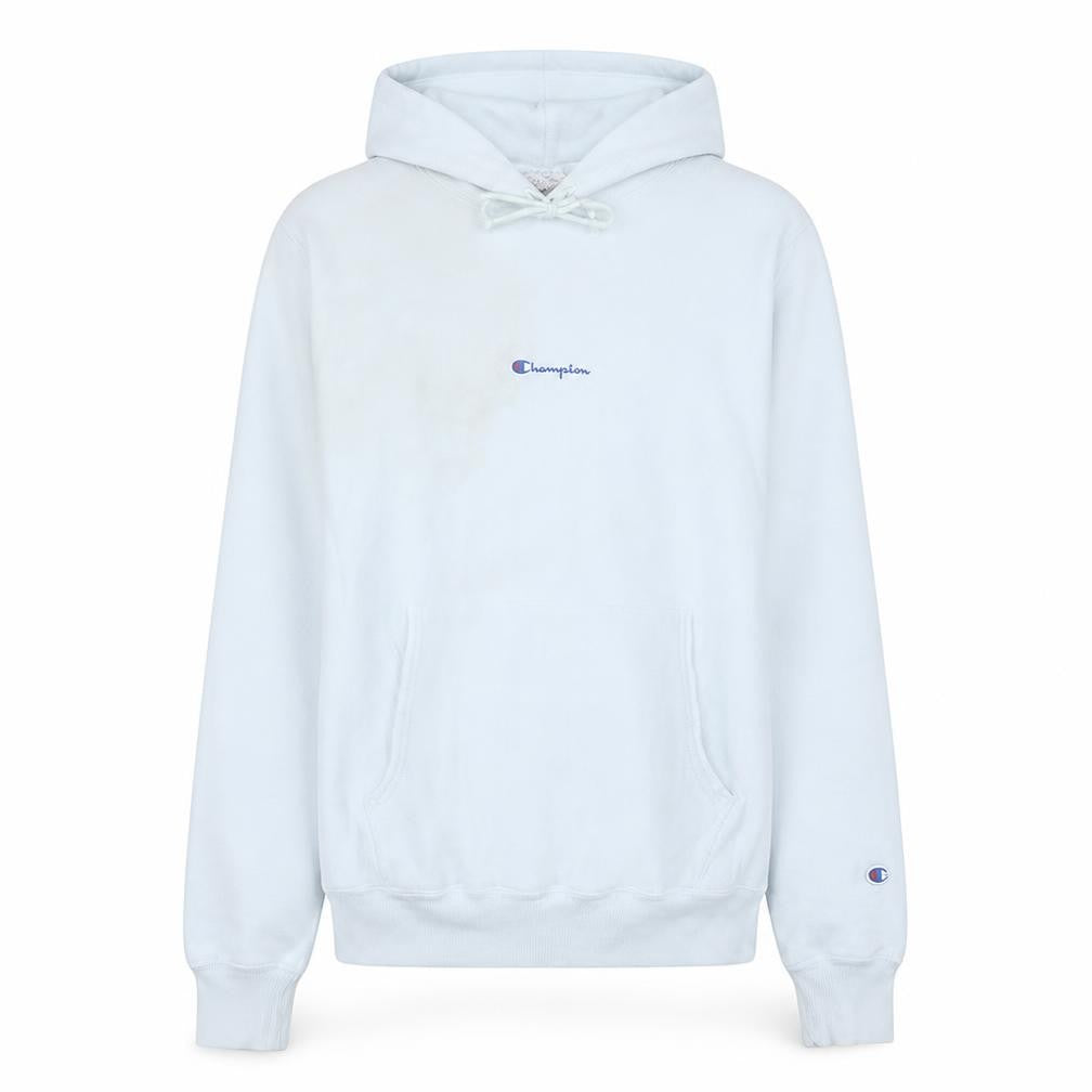 Front view of Champion Men's White Small Pullover Hoodie Sweatshirt