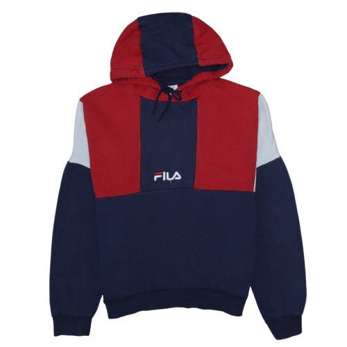 FILA Women’s Navy Red Colourblock Pullover Hoodie M