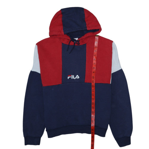 FILA Women’s Navy Red Colourblock Pullover Hoodie M