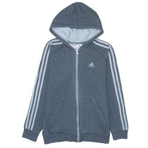 Adidas Boys Grey Full Zip Hoodie 152cm Fleece Sports Sweatshirt