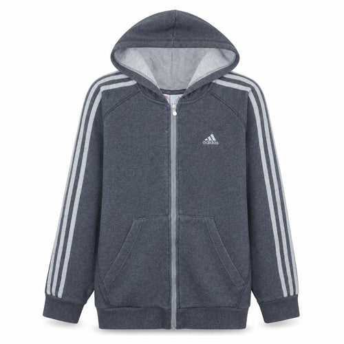 Adidas Boys Grey Full Zip Hoodie 152cm Fleece Sports Sweatshirt