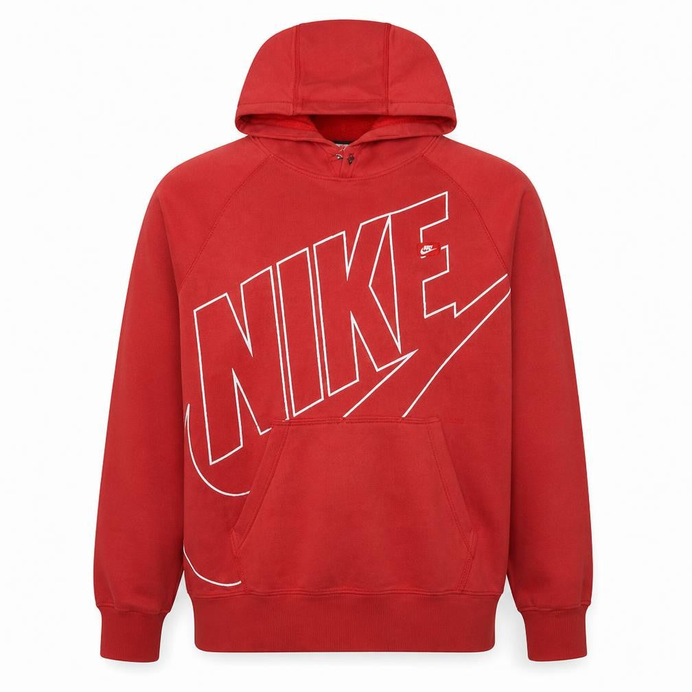 Front view of Nike Women's Red Pullover Hoodie XL Graphic Print Athletic Sweatshirt