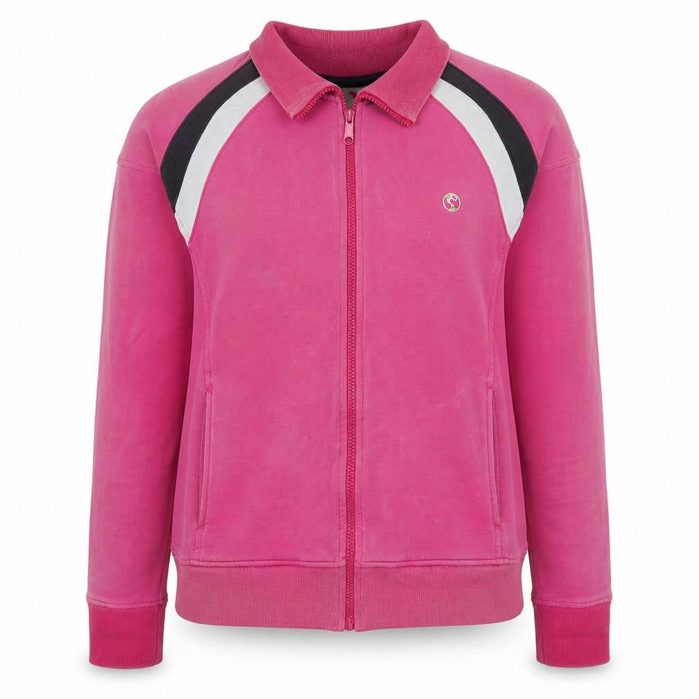 Front view of Ellessential Women's Pink Track Jacket, size 14, Full Zip Activewear