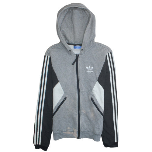 adidas Men’s Grey Full Zip Hoodie Size S Sports Fleece Sweatshirt