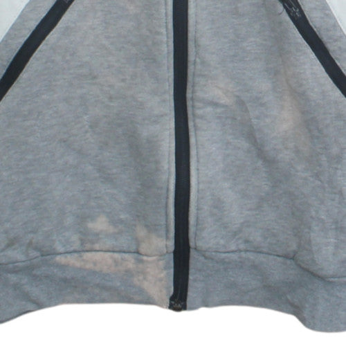 adidas Men’s Grey Full Zip Hoodie Size S Sports Fleece Sweatshirt
