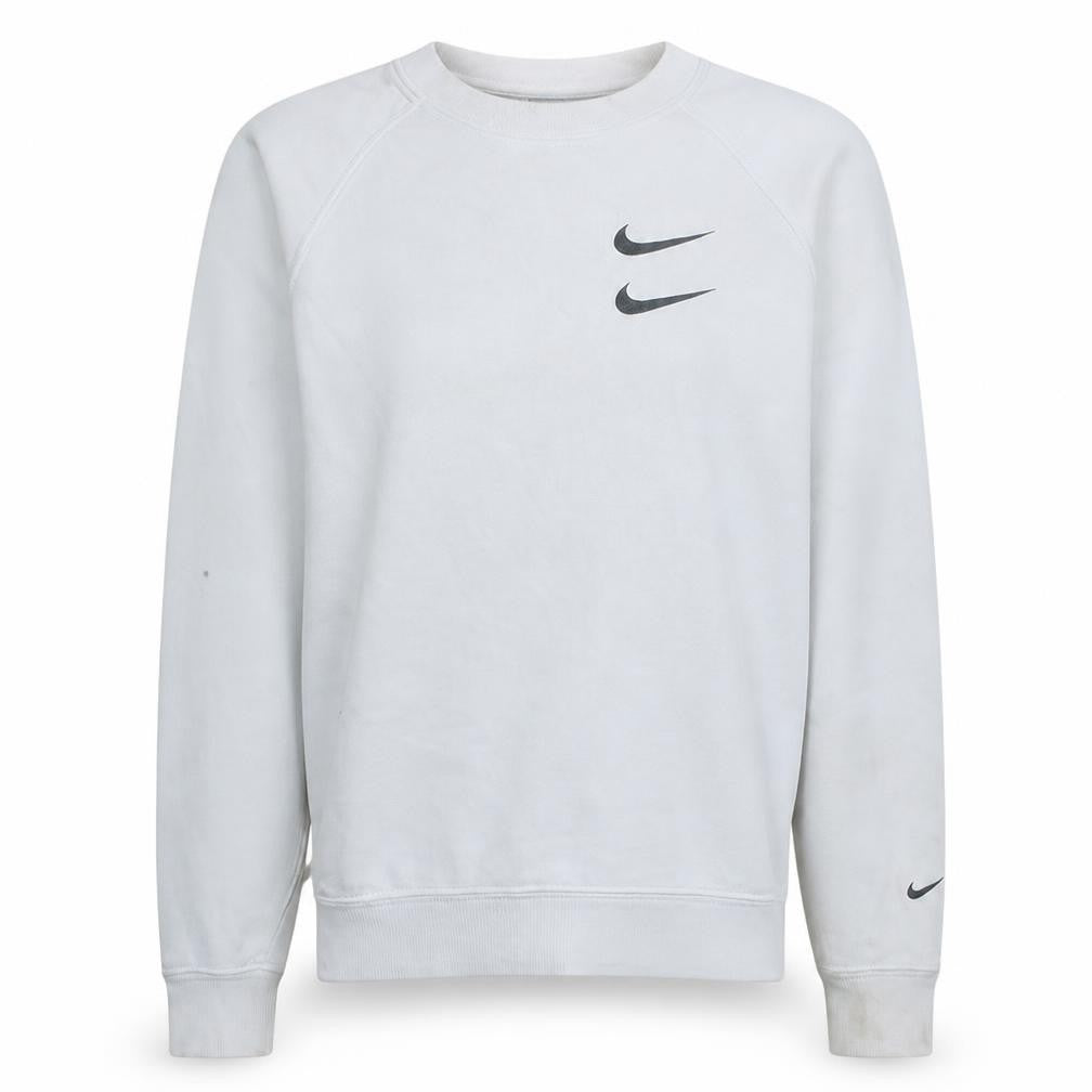 Front view of Nike Women White Small Pullover Sweatshirt with Double Logo