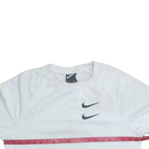Nike Women White Small Pullover Sweatshirt with Double Logo