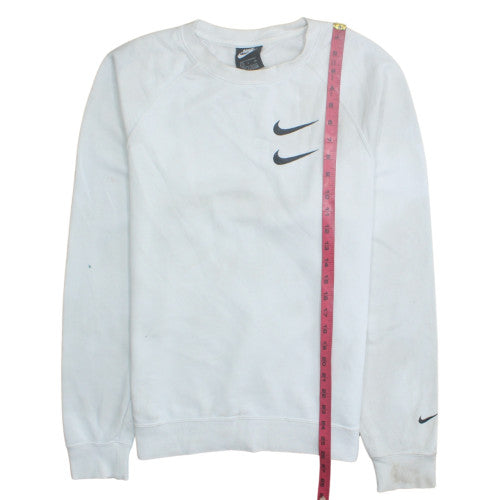 Nike Women White Small Pullover Sweatshirt with Double Logo