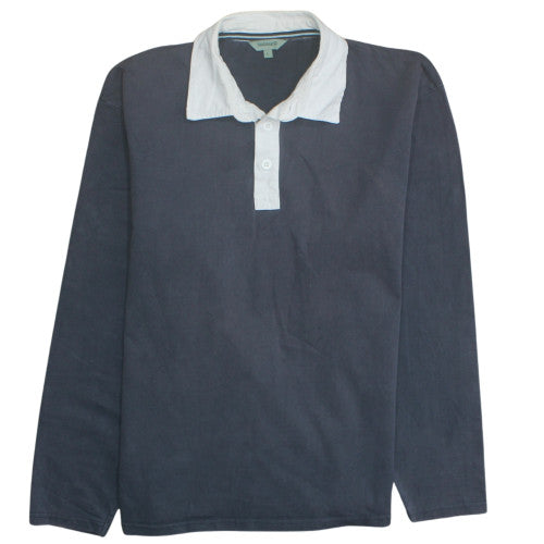 Hawkshead Men's Blue Long Sleeve Cotton Polo Shirt Size L